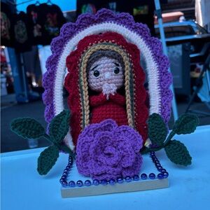Handcrafted Crochet Virgin Mary Figurine Virgen de Guadalupe a crochet